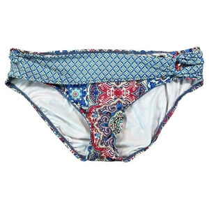 Alex Marie Side Knot Moroccan Medallion Swim Bikini Bottoms Blue Red Size 14